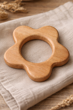 Wooden Baby Teether Set – Flower & Penguin Design | Made of Neem wood | 3V3012