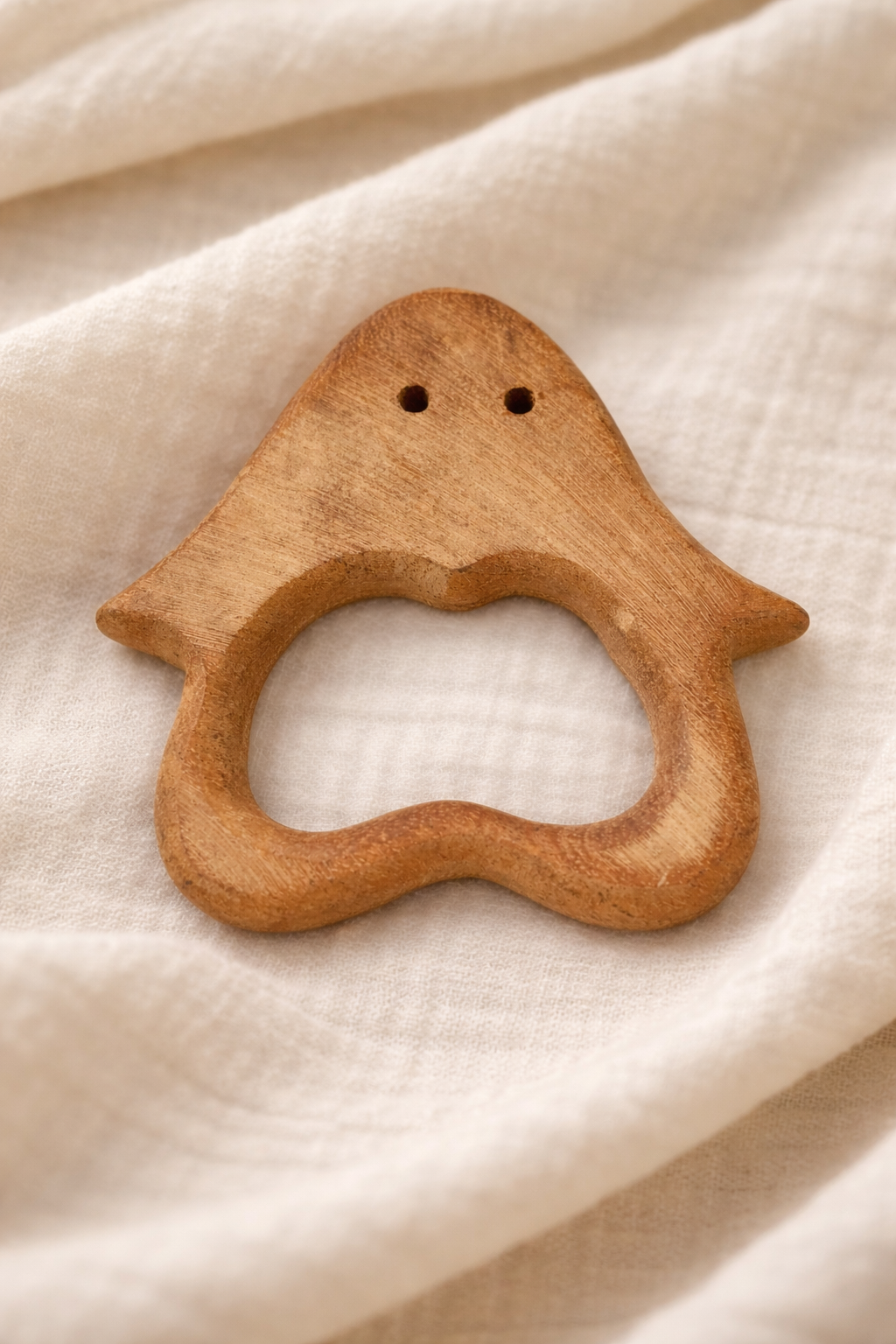 Wooden Baby Teether Set – Flower & Penguin Design | Made of Neem wood | 3V3012