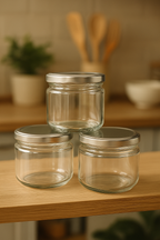350ml Glass Salsa Jar with Silver Tin Cap – Airtight Storage Jar for Kitchen & Gifting| Pack of 4Jars | 3V7001