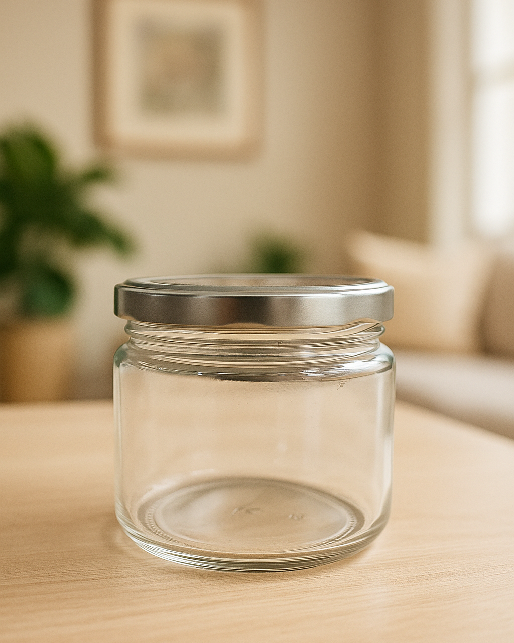 350ml Glass Salsa Jar with Silver Tin Cap – Airtight Storage Jar for Kitchen & Gifting| Pack of 4Jars | 3V7001