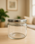 350ml Glass Salsa Jar with Silver Tin Cap – Airtight Storage Jar for Kitchen & Gifting| Pack of 4Jars | 3V7001