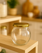 Glass Pickle Jars with Golden Lids Set of 3 Premium  – 350ml Each | Elegant Kitchen Storage | 3V7002