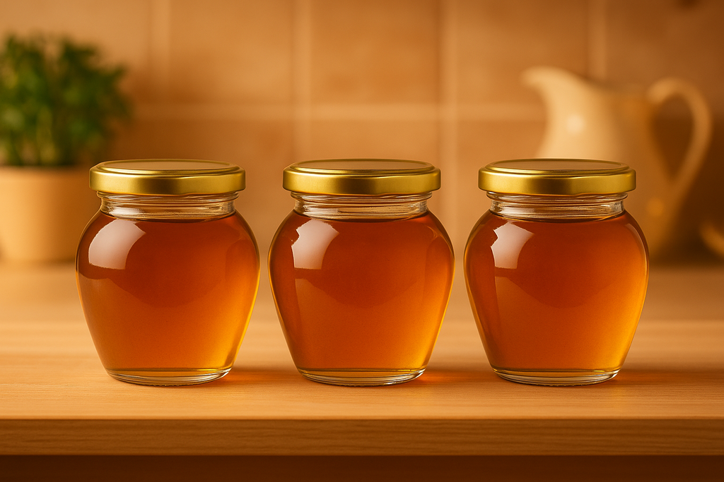 Glass Pickle Jars with Golden Lids Set of 3 Premium  – 350ml Each | Elegant Kitchen Storage | 3V7002