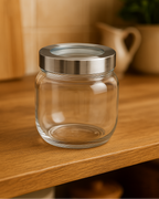 Premium Glass Storage Jar Set with see-through lid (250ml) – Perfect for Dry Fruits & Kitchen Décor (4 Pcs) | 3V7003