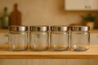 Premium Glass Storage Jar Set with see-through lid (250ml) – Perfect for Dry Fruits & Kitchen Décor (4 Pcs) | 3V7003