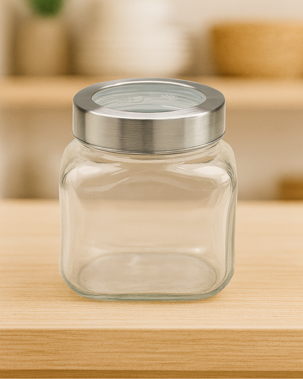 300ml Cubicle Jar Storage Set with Steel See-through Lid  – Elegant, Airtight & Versatile Kitchen Organizer (4 pcs) | 3V7004