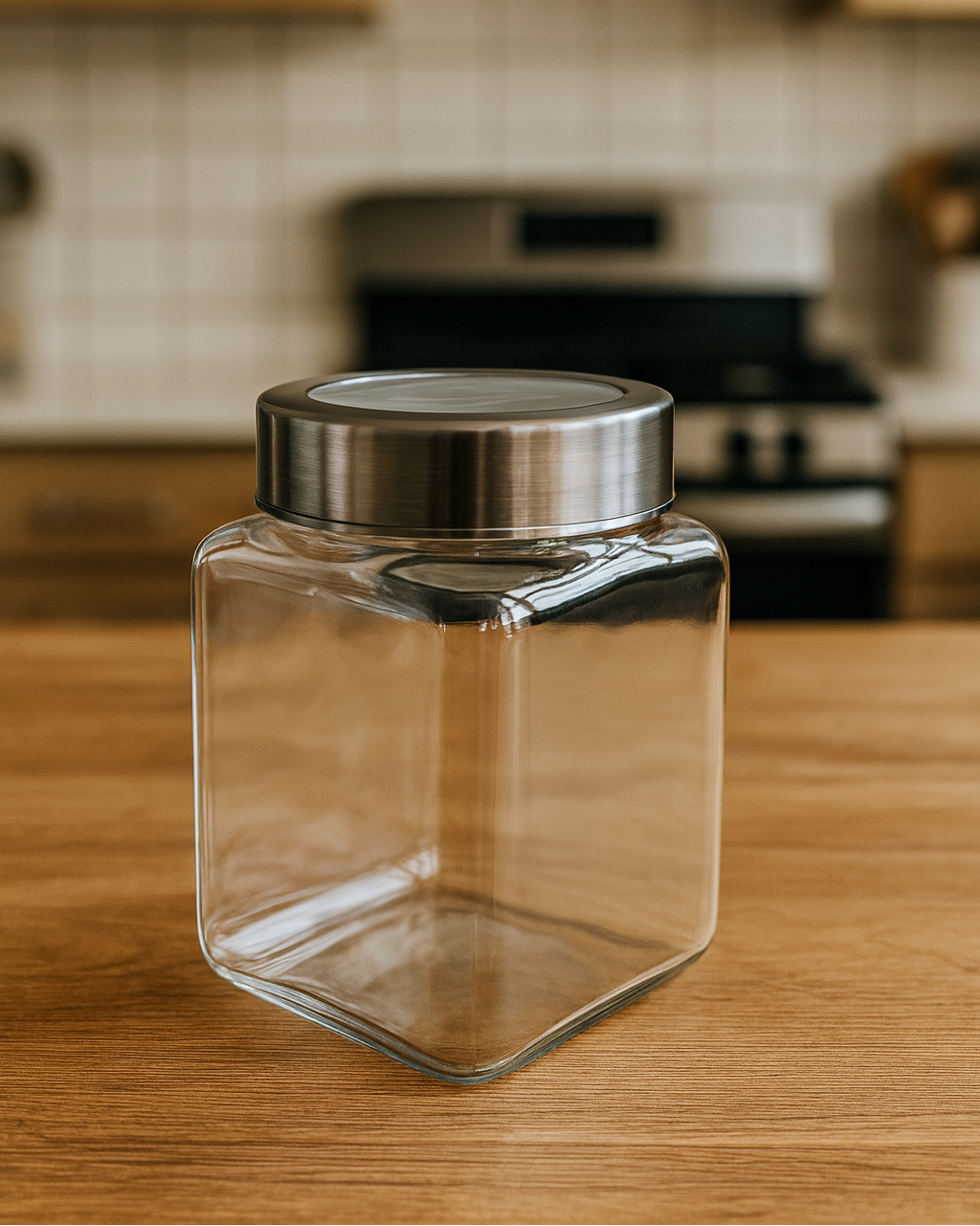 Premium 500ml Square Glass Storage Jars with See-through Lid – Elegant Kitchen Organizer Set (Pack of 4) | 3V7006