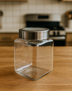 Premium 500ml Square Glass Storage Jars with See-through Lid – Elegant Kitchen Organizer Set (Pack of 4) | 3V7006