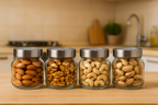 Premium 500ml Glass Storage jars with See-through Lid – Perfect for Dry Fruits & Kitchen Essentials (4 Pcs) | 3V7005