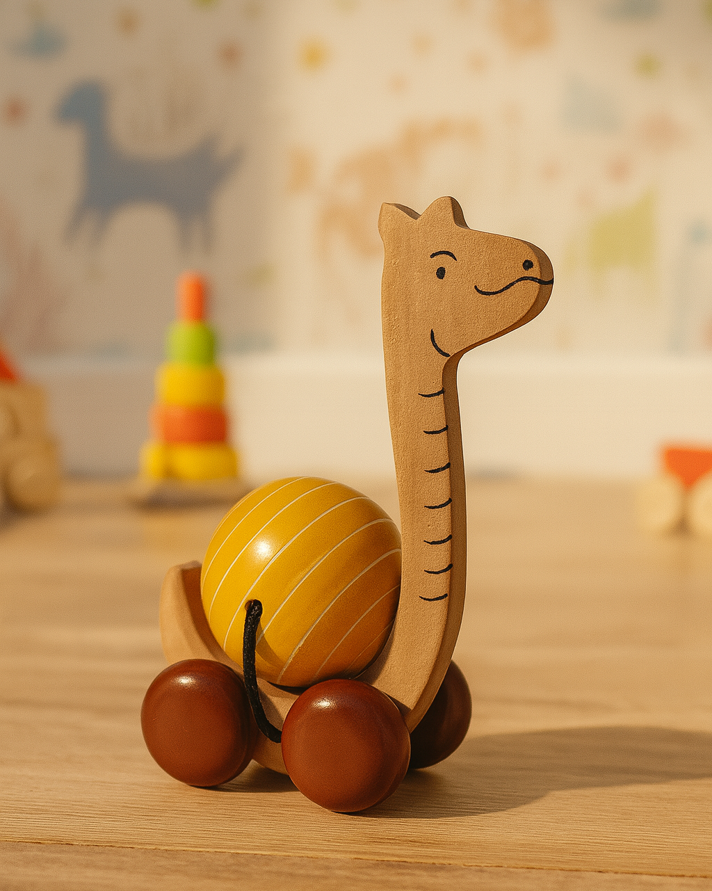 Wooden Giraffe Push Toy-Handcrafted Fun for Little Explorers | 3V3005