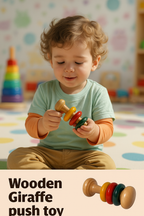 TRIVI Wooden Toy Gift Box – Handcrafted Rattles & Spinning Tops for Kids SET OF 3 pcs | 3V3009