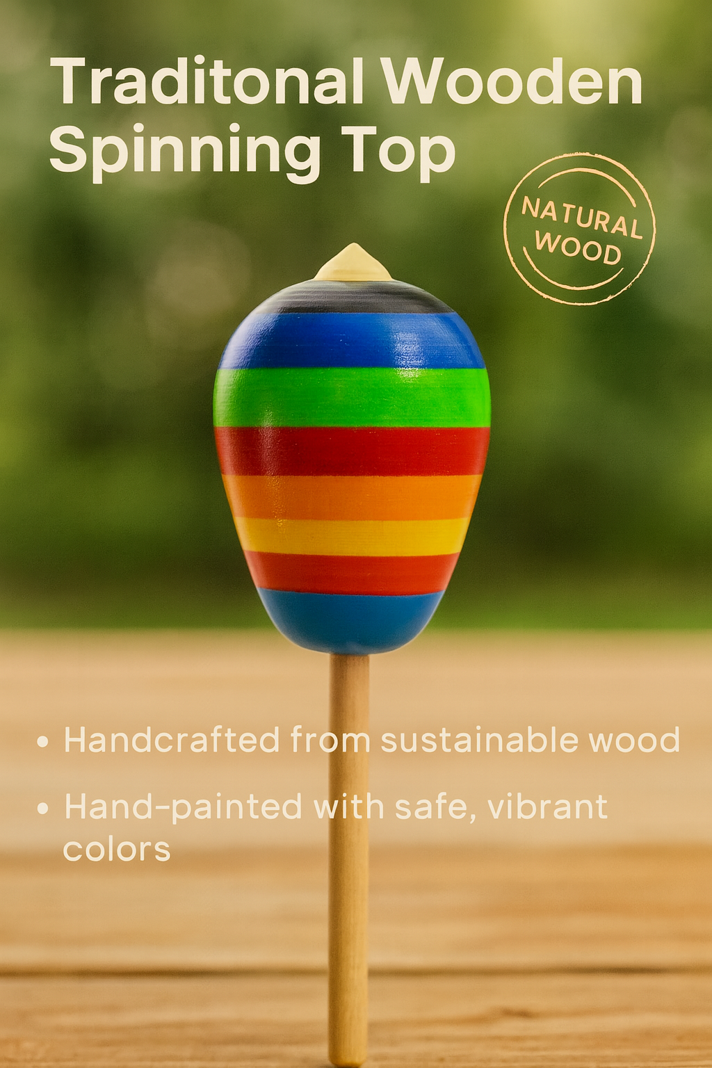 TRIVI Wooden Toy Gift Box – Handcrafted Rattles & Spinning Tops for Kids SET OF 3 pcs | 3V3009