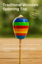 TRIVI Wooden Toy Gift Box – Handcrafted Rattles & Spinning Tops for Kids SET OF 3 pcs | 3V3009