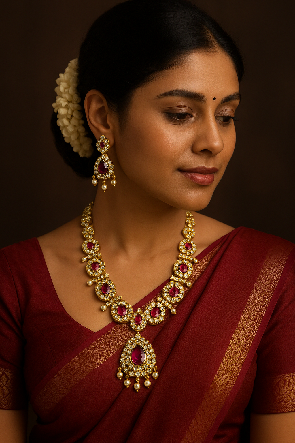 Premium AD Imitation Necklace Set with Multi-color Stones & CZ/AD Work  | 3V8001