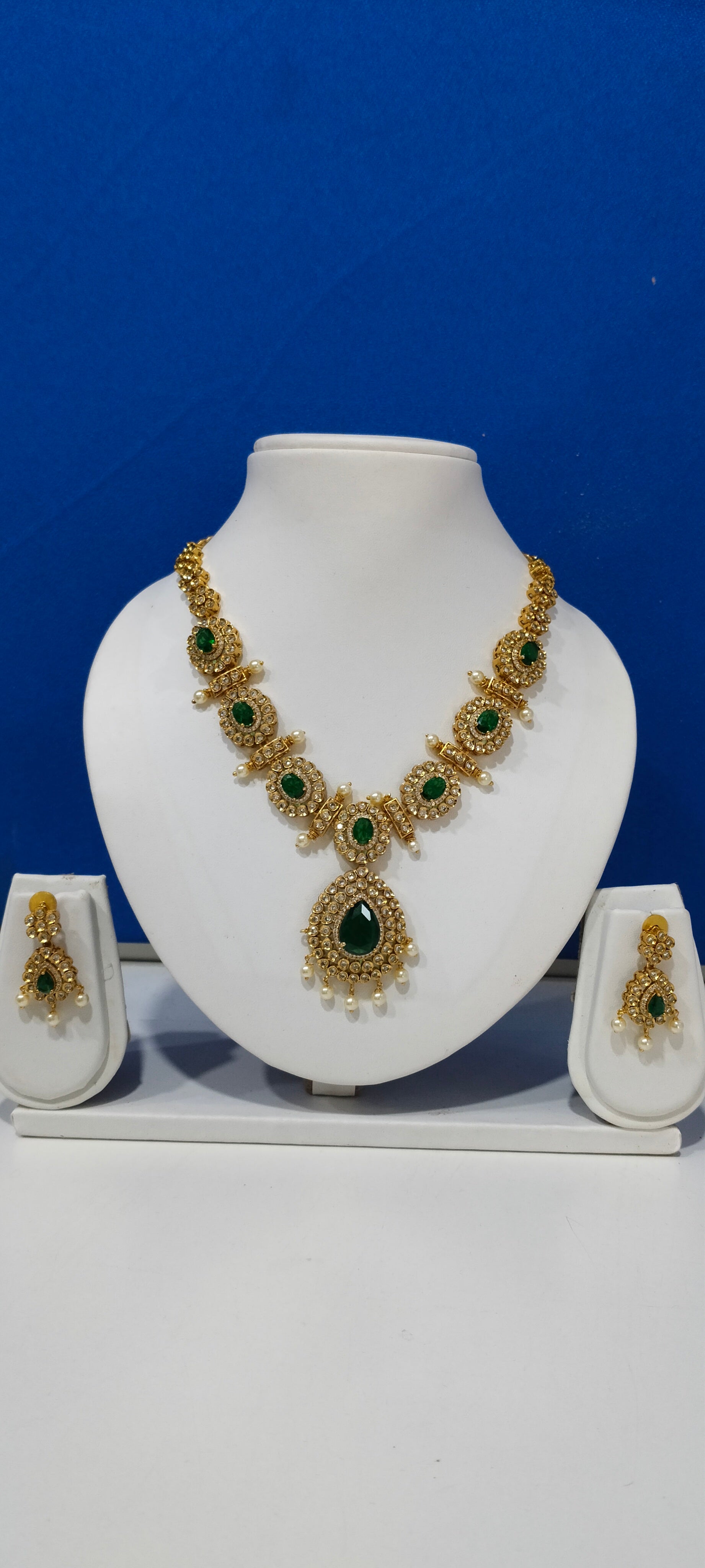 Premium AD Imitation Necklace Set with Multi-color Stones & CZ/AD Work  | 3V8001