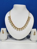 Elegant gold-Plated AD Necklace Set with Ruby Accents & Cubic Zirconia – Traditional Indian Jewelry  | 3V8006
