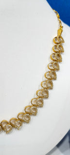 Premium Gold-Plated AD Necklace Set with Paisley Motifs & Cubic Zirconia – Classic Imitation Jewelry | 3V8010