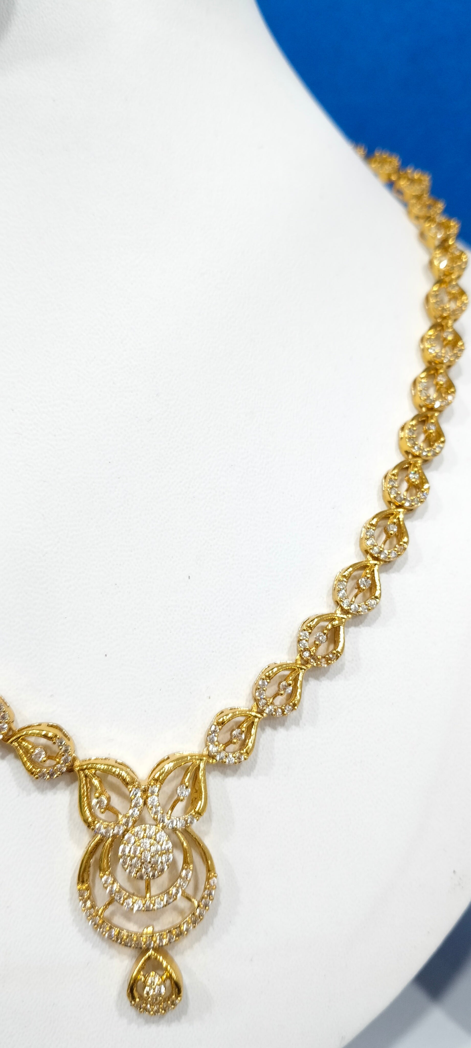 Premium AD Necklace Set with Circular Pendant & Cubic Zirconia – Elegant Imitation Jewelry | 3V8008