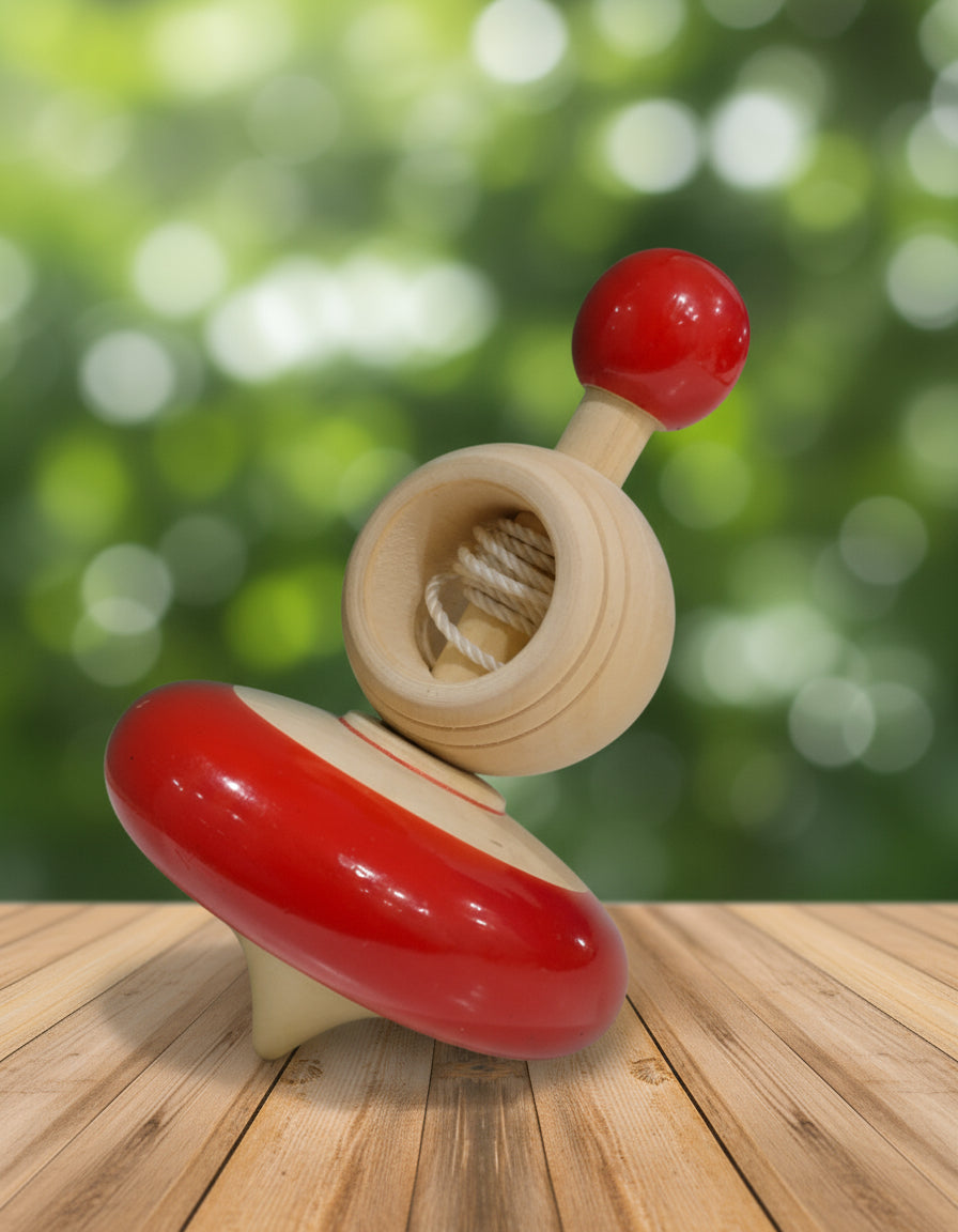 Handcrafted Eco-Friendly Wooden Spinning Tops – Classic Toy for Kids (1–3 Years) | 3V3001