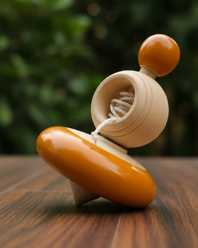 Handcrafted Eco-Friendly Wooden Spinning Tops – Classic Toy for Kids (1–3 Years) | 3V3001