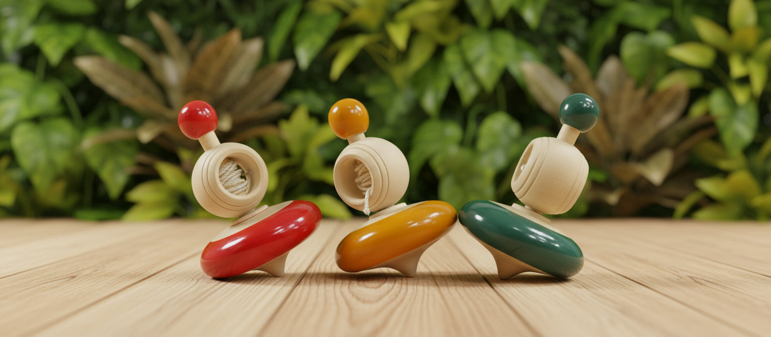 Handcrafted Eco-Friendly Wooden Spinning Tops – Classic Toy for Kids (1–3 Years) | 3V3001