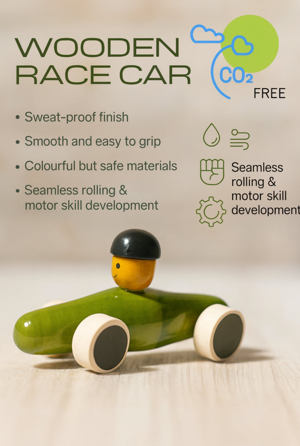 Classic Wooden Car Toy-Sustainable Design for Creative Play | 3V3006
