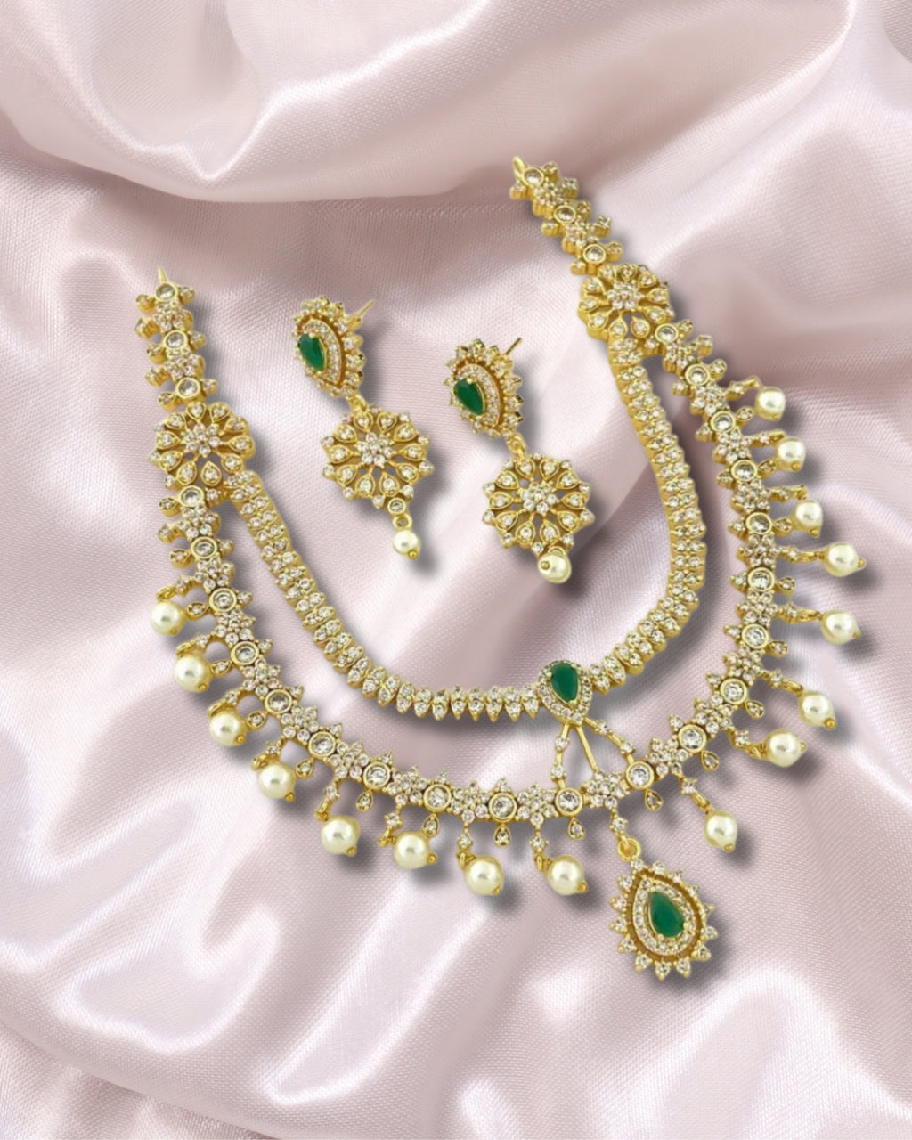 Elegant AD Imitation Necklace Set with Earrings |3V8003