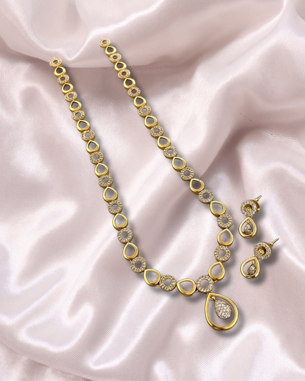 Elegant Premium  AD Necklace Set with Cubic Zirconia – Traditional Indian Imitation Jewelry| 3V8004