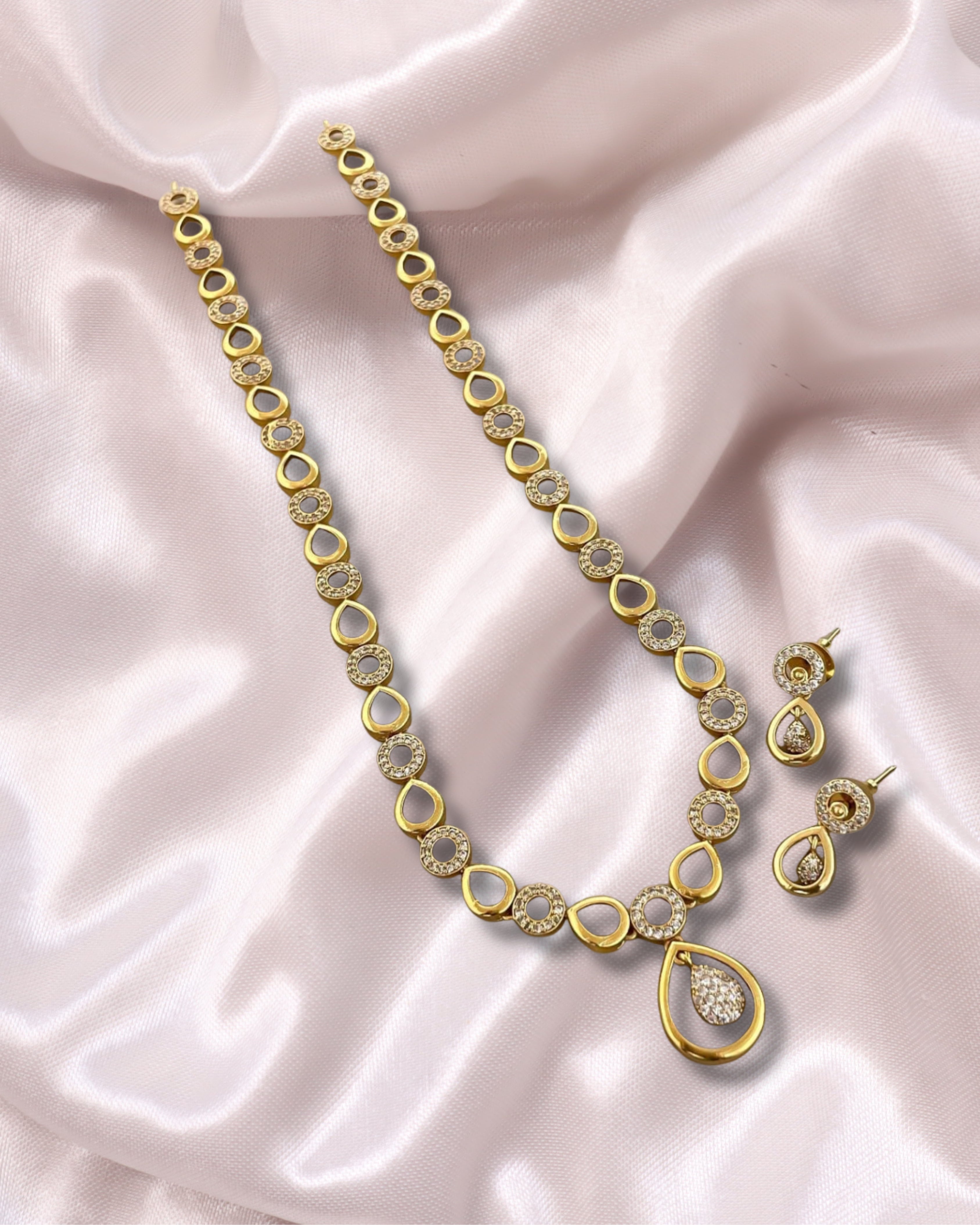 Elegant Premium  AD Necklace Set with Cubic Zirconia – Traditional Indian Imitation Jewelry| 3V8004