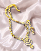 Premium AD Necklace Set with Circular Pendant & Cubic Zirconia – Elegant Imitation Jewelry | 3V8008