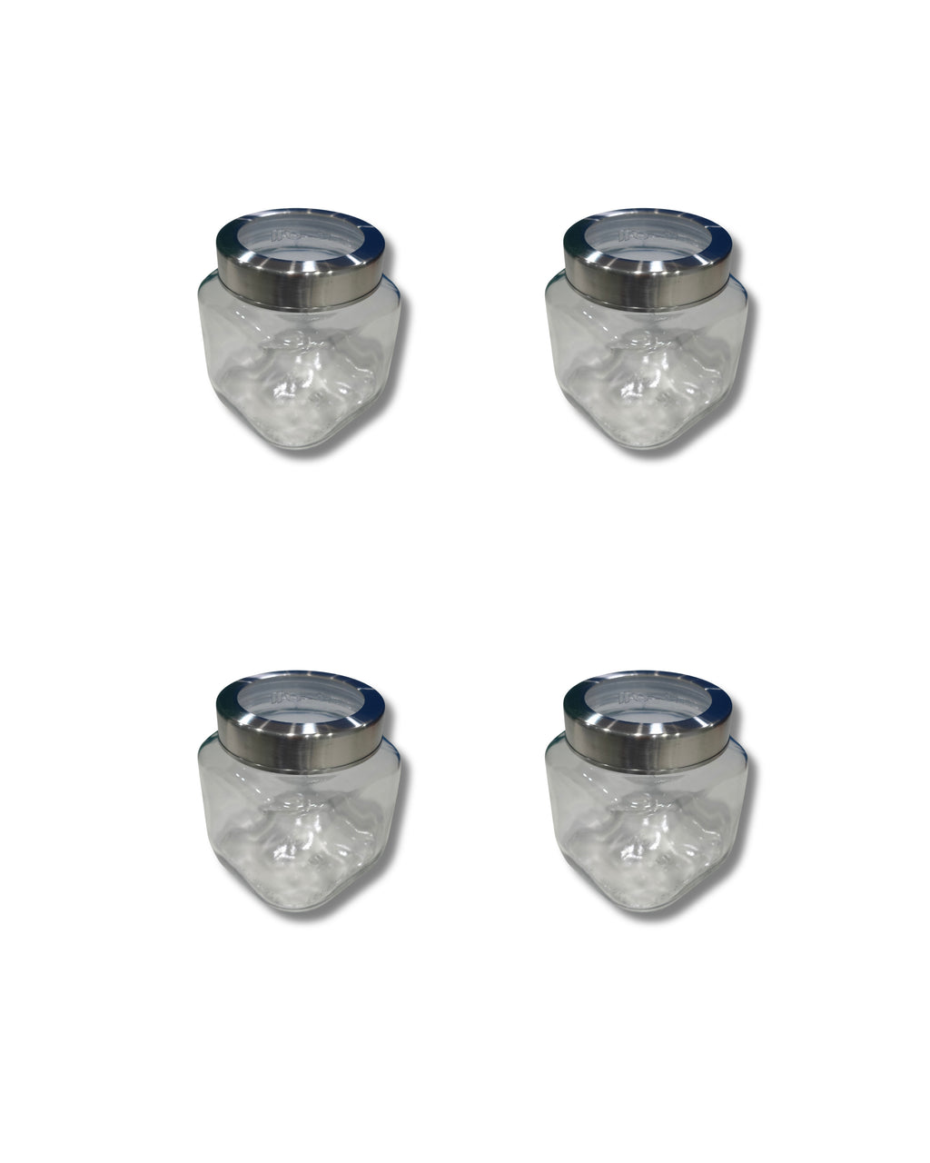 300ml Cubicle Jar Storage Set with Steel See-through Lid  – Elegant, Airtight & Versatile Kitchen Organizer (4 pcs) | 3V7004