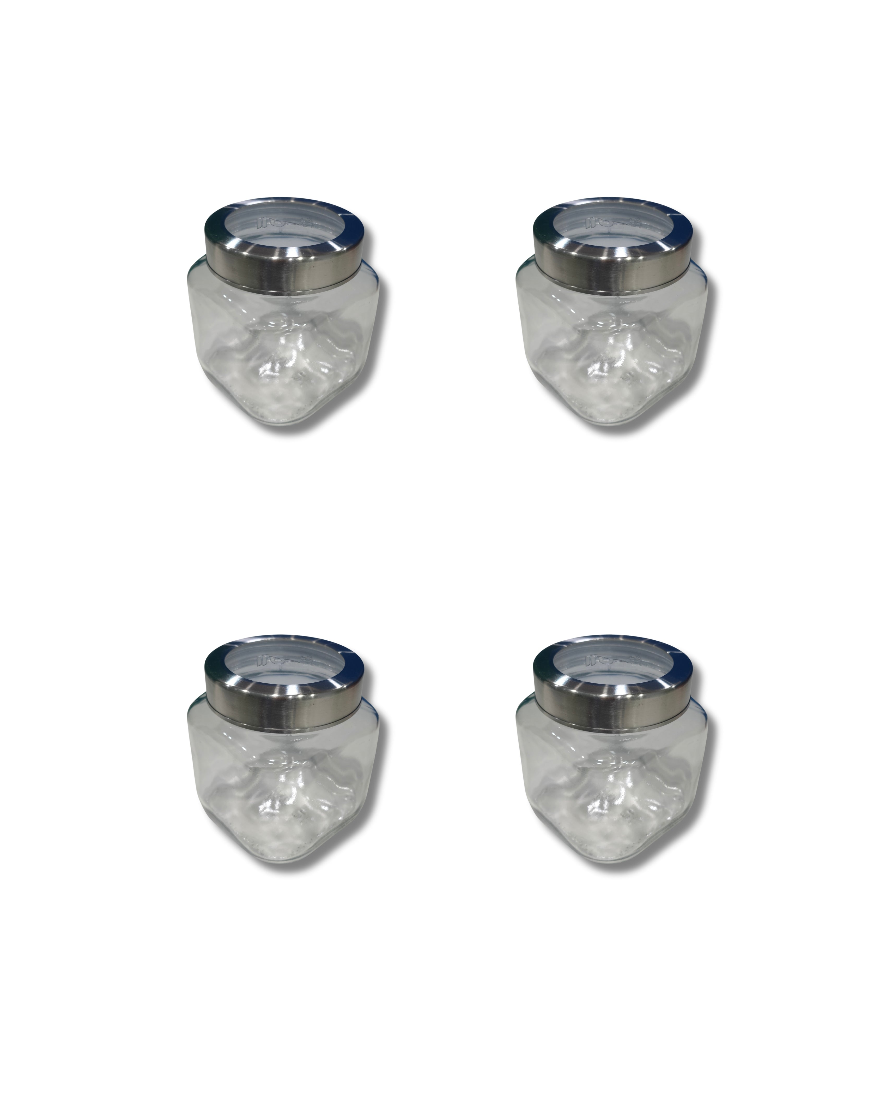 300ml Cubicle Jar Storage Set with Steel See-through Lid  – Elegant, Airtight & Versatile Kitchen Organizer (4 pcs) | 3V7004