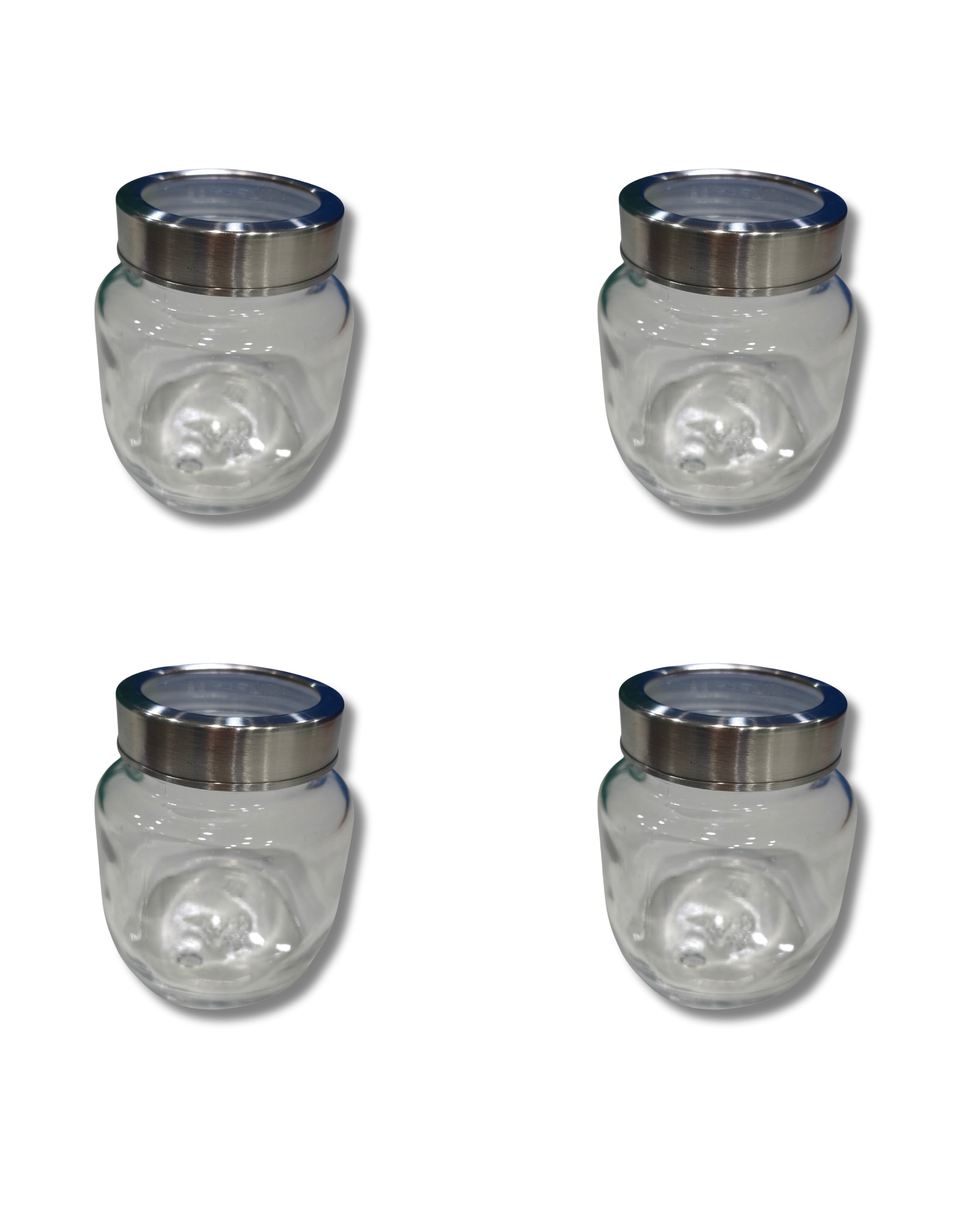 Premium 500ml Glass Storage jars with See-through Lid – Perfect for Dry Fruits & Kitchen Essentials (4 Pcs) | 3V7005