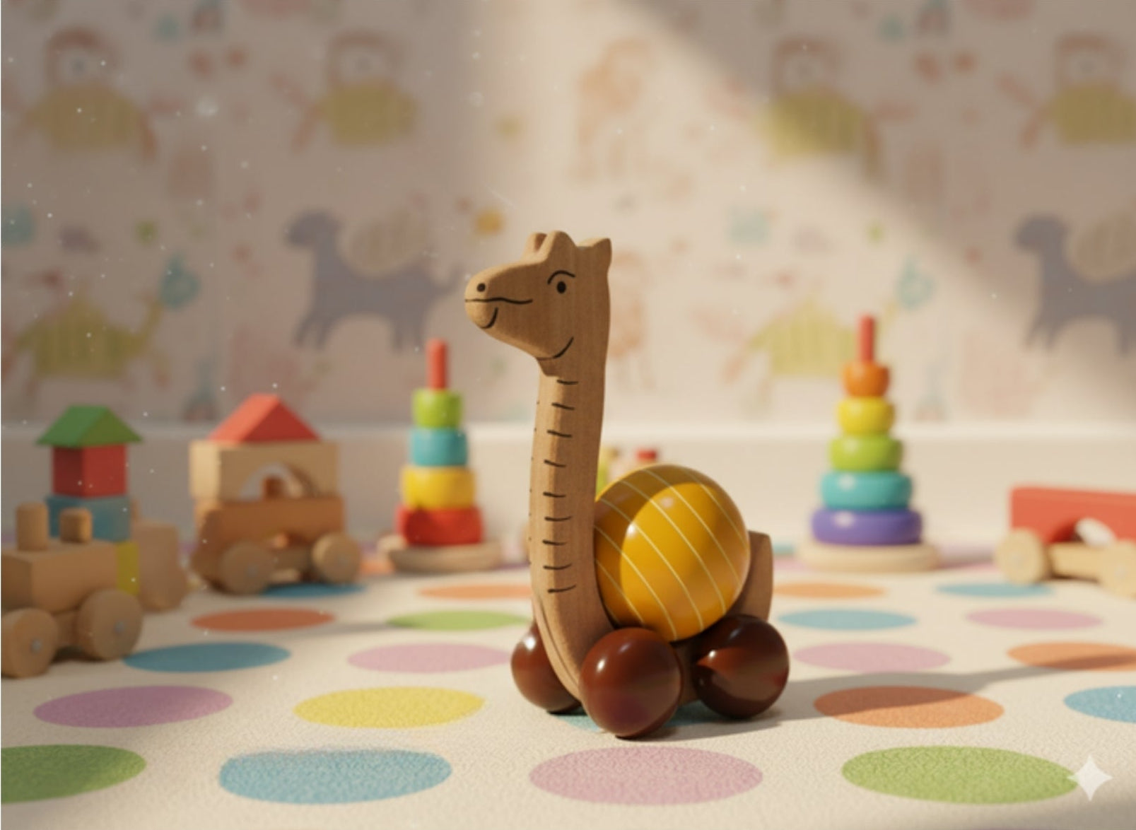 Wooden Giraffe Push Toy-Handcrafted Fun for Little Explorers | 3V3005