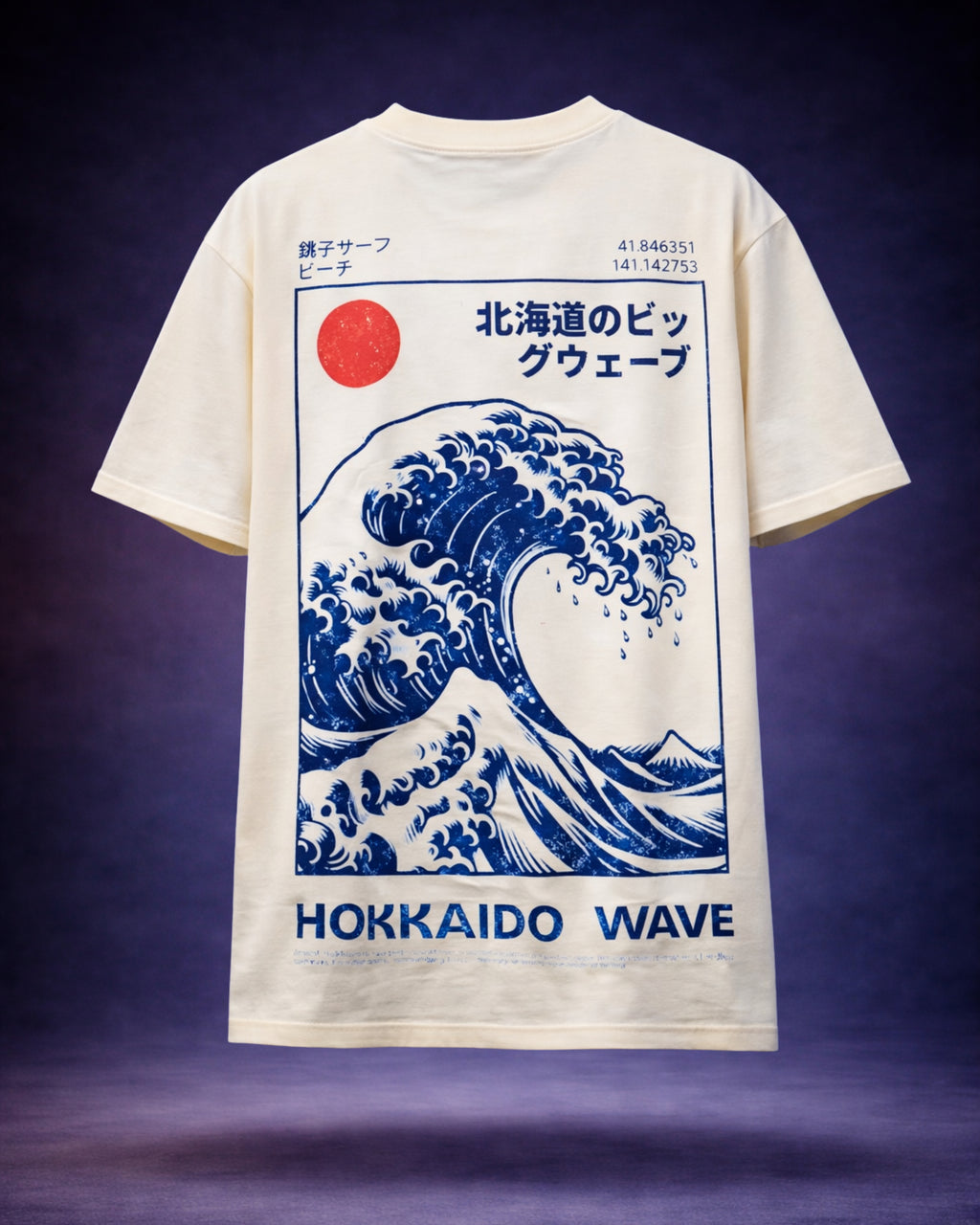 TRIVI's  Hokkaido Wave Oversized Tee  – Cream Edition 100% cotton | 3V9011
