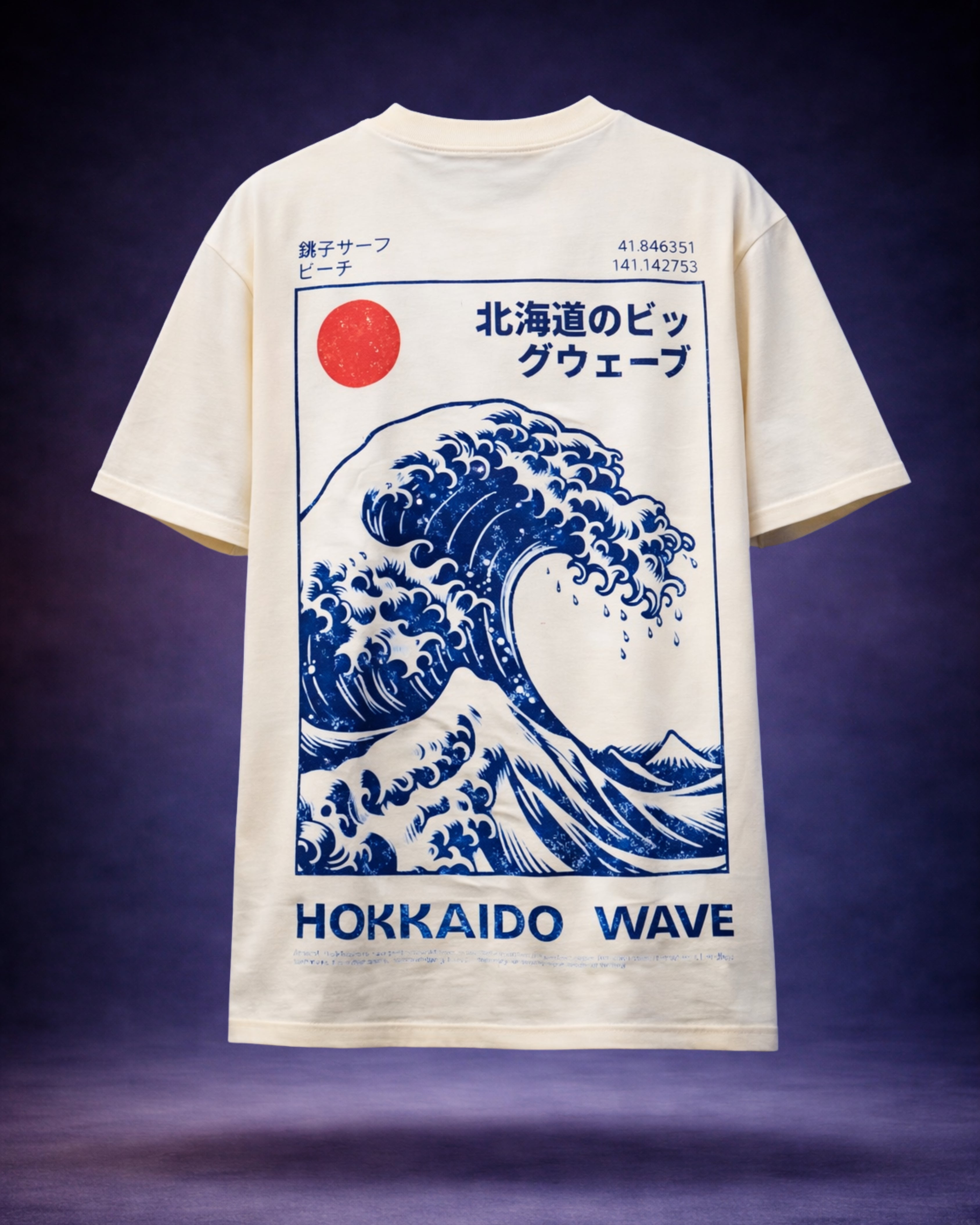 TRIVI's  Hokkaido Wave Oversized Tee  – Cream Edition 100% cotton | 3V9011