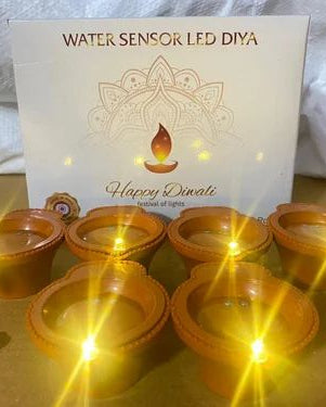 Water Sensor LED Diya Set – Eco-Friendly Electric Diyas for Diwali & Home Décor (Pack of 6) | 3V6009