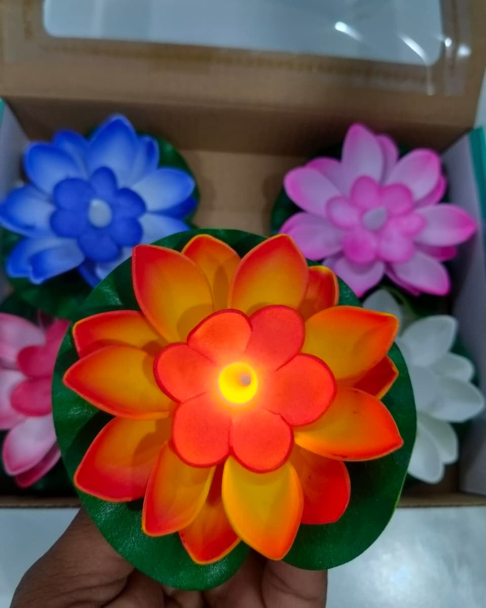 LED Floating Lotus Light, Diwali Diva with Sensor Candle (Pack of 6) – Decorative Water Flower Lamp for Home, Festivals & Meditation Décor | 3V6004