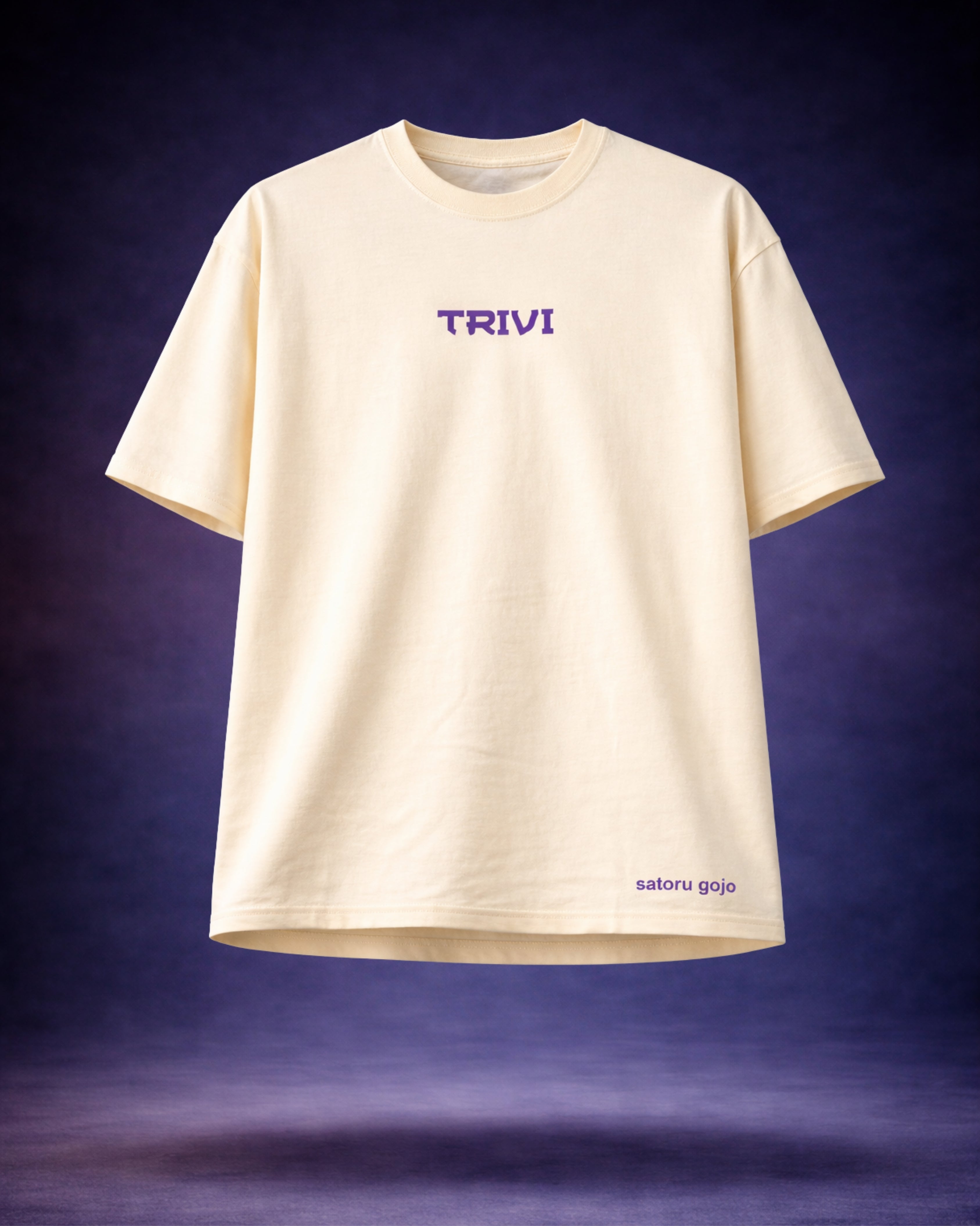 TRIVI's Gojo Cream color Oversized Tee – 100% cotton Anime Tee | 3V9007
