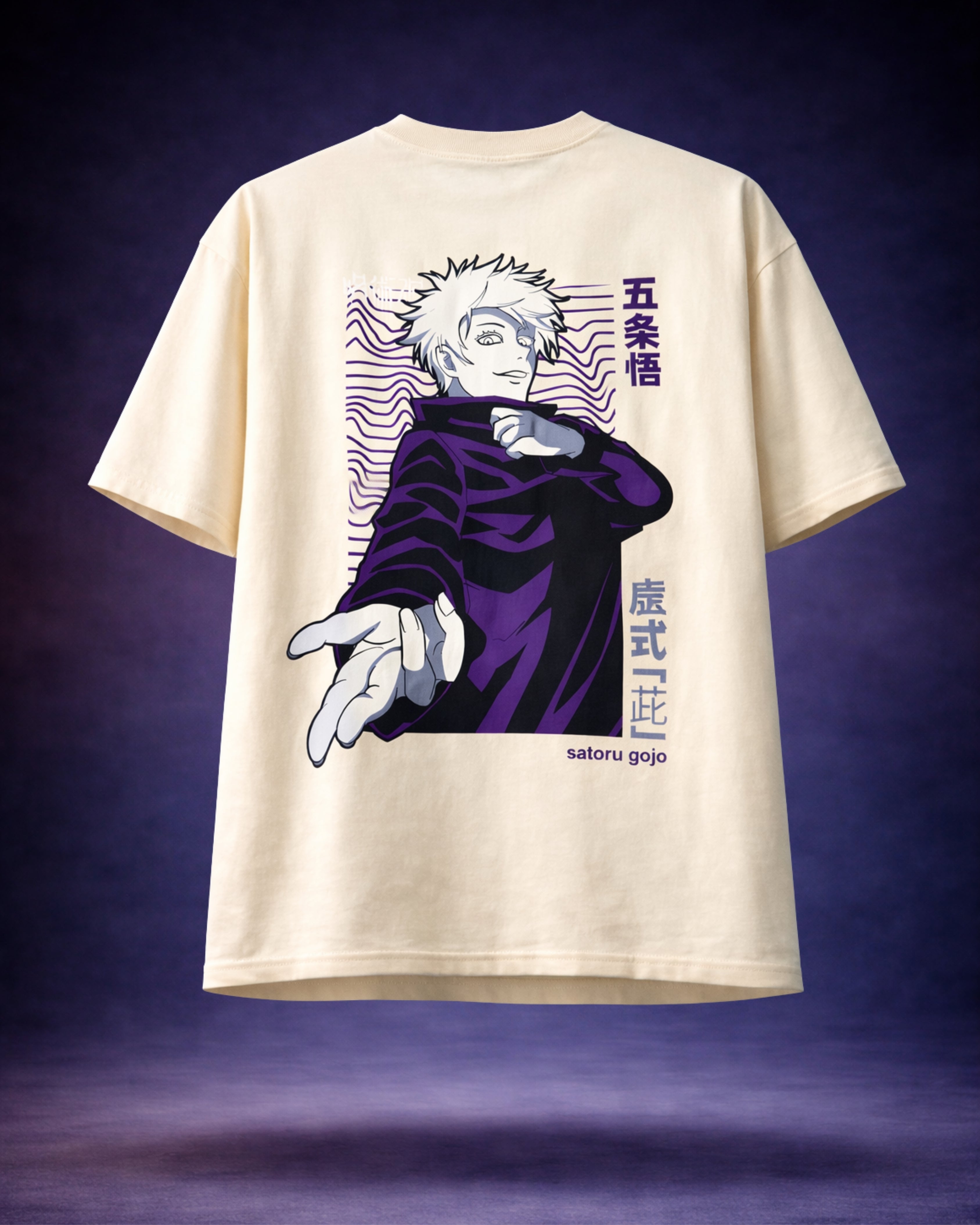 TRIVI's Gojo Cream color Oversized Tee – 100% cotton Anime Tee | 3V9007