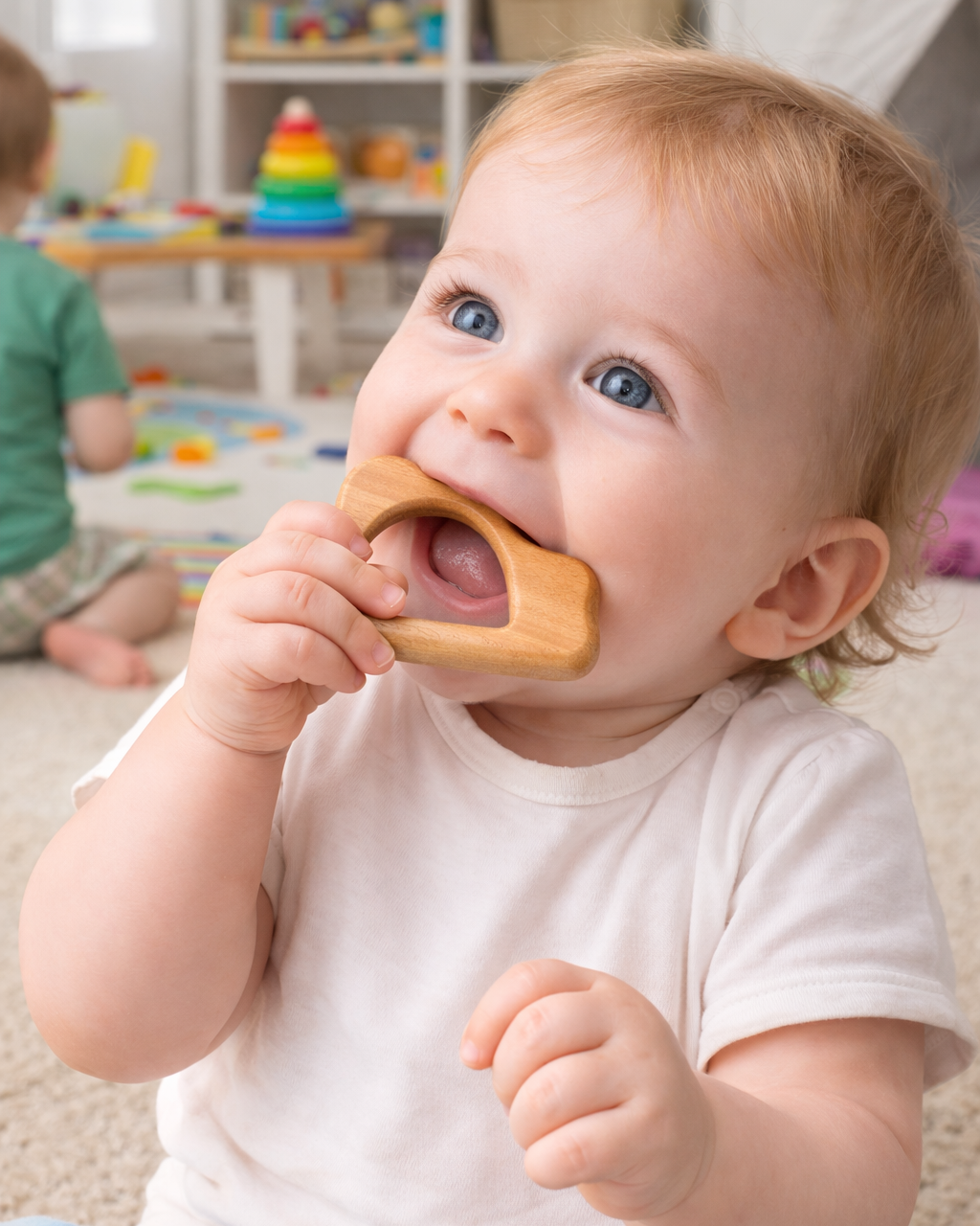 Natural  Neem Wooden Baby Teether Set – Cloud & Penguin Design (Set of 2) | 3V3013