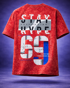 TRIVI's Red Acid Wash Oversized T-Shirt – Stay Hype Edition 100% cotton | 3V9017