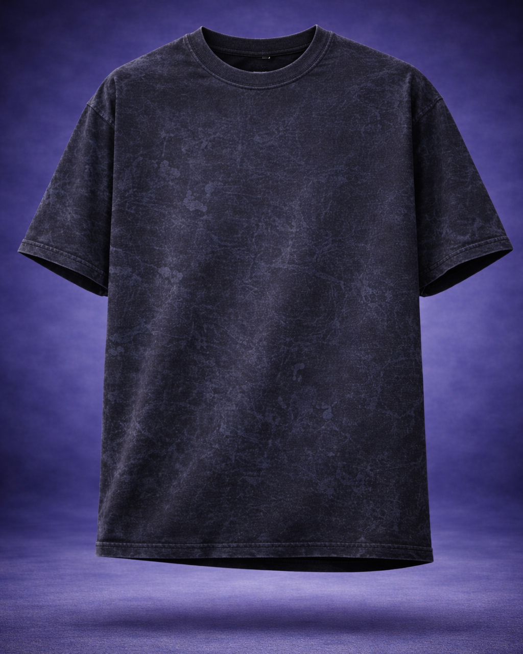 Plain Black color Acid Wash Oversized Tee - Vintage Fade Streetwear | 3V9014
