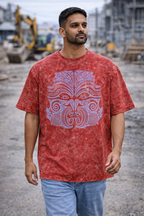TRIVI's Red Acid Wash Oversized T-Shirt – Stay Hype Edition 100% cotton | 3V9017