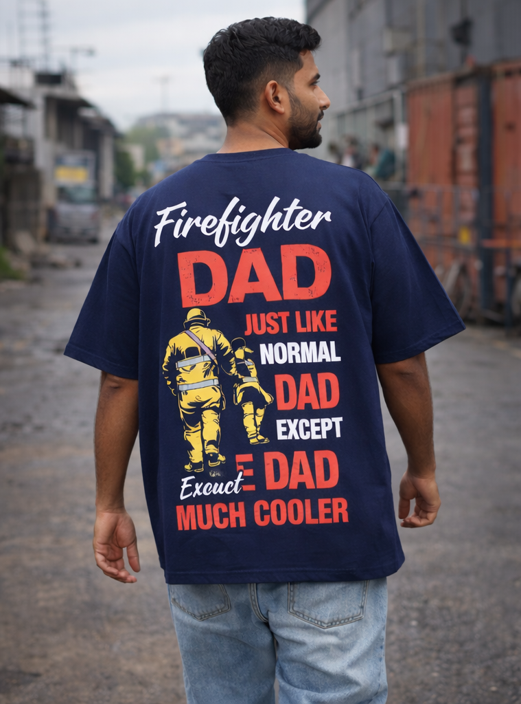 TRIVI's Oversized Firefighter Dad – Premium Oversized Navy Blue 100% cotton | 3V9010