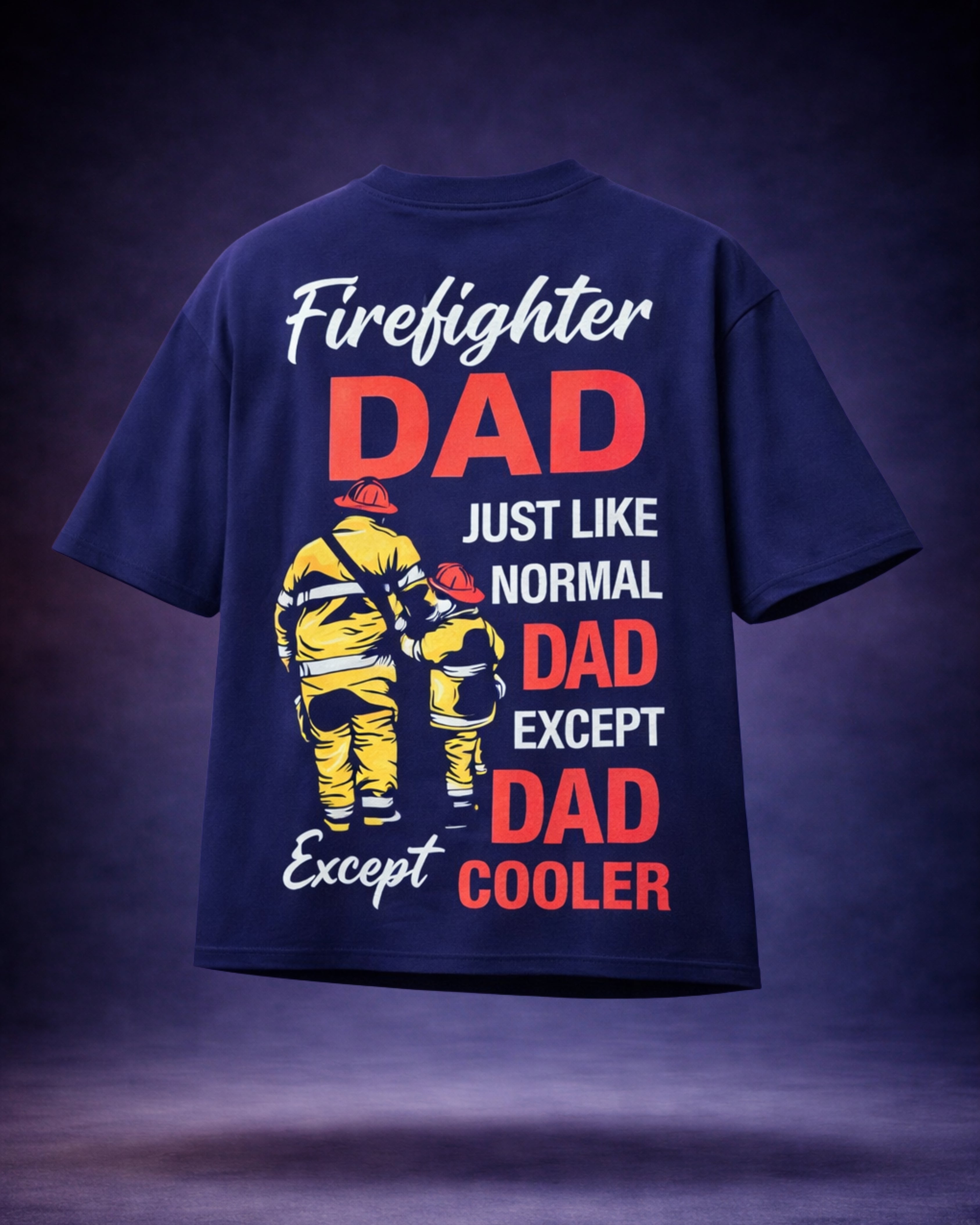 TRIVI's Oversized Firefighter Dad – Premium Oversized Navy Blue 100% cotton | 3V9010