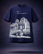 TRIVI's Navy Blue Oversized Tee  – Classic Art Edition | Premium 100% Cotton Streetwear Tee | 3V9006