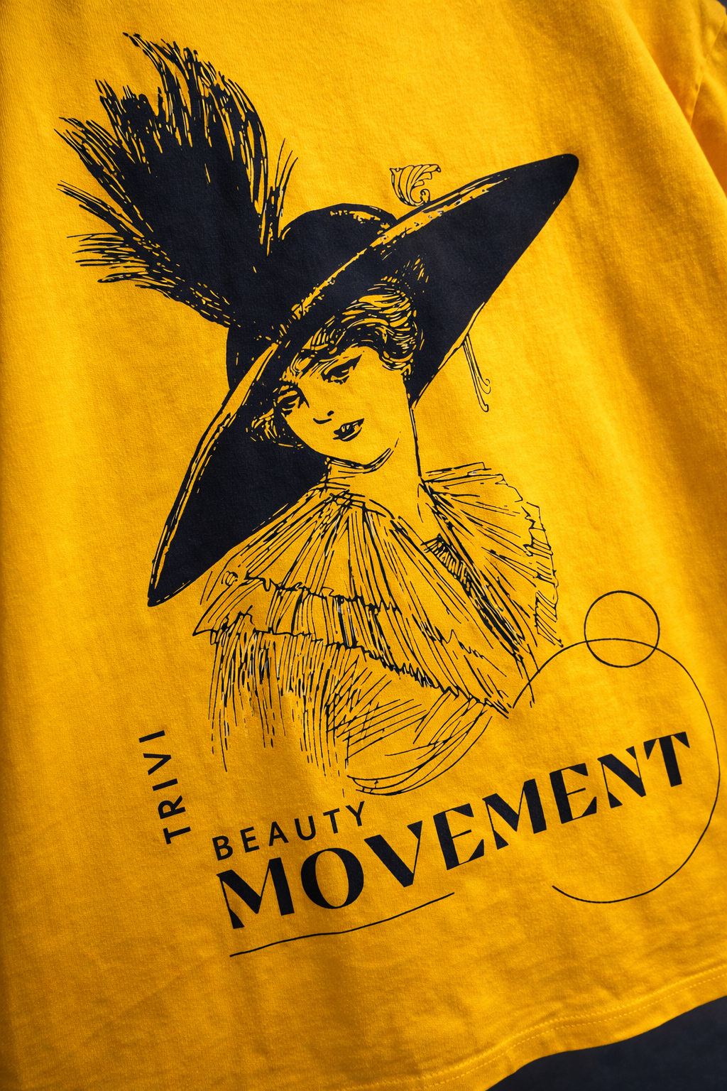 TRIVI's Mustard Yellow Oversized Graphic Tee – Movement Edition | Statement Streetwear Tee | 3V9003