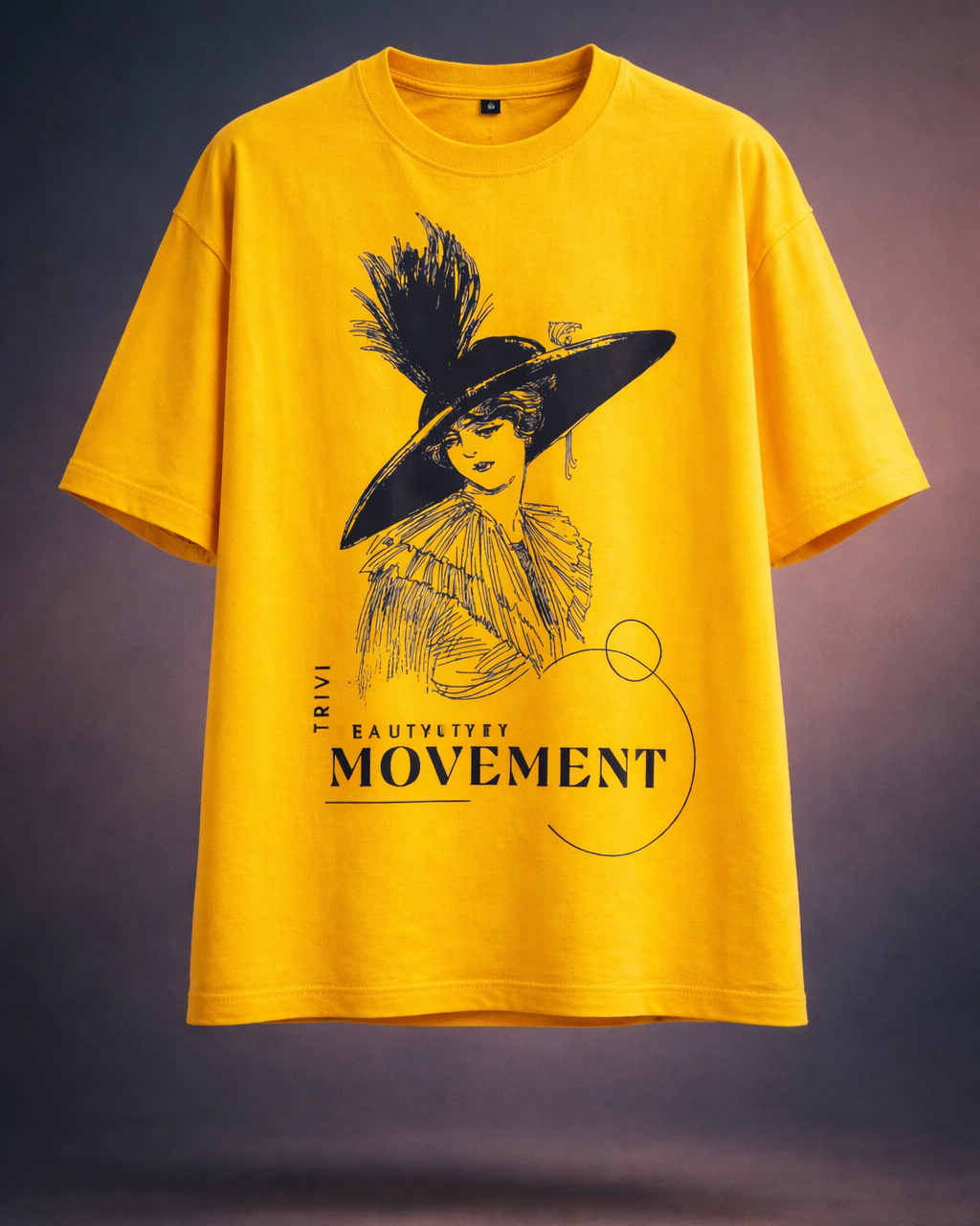 TRIVI's Mustard Yellow Oversized Graphic Tee – Movement Edition | Statement Streetwear Tee | 3V9003