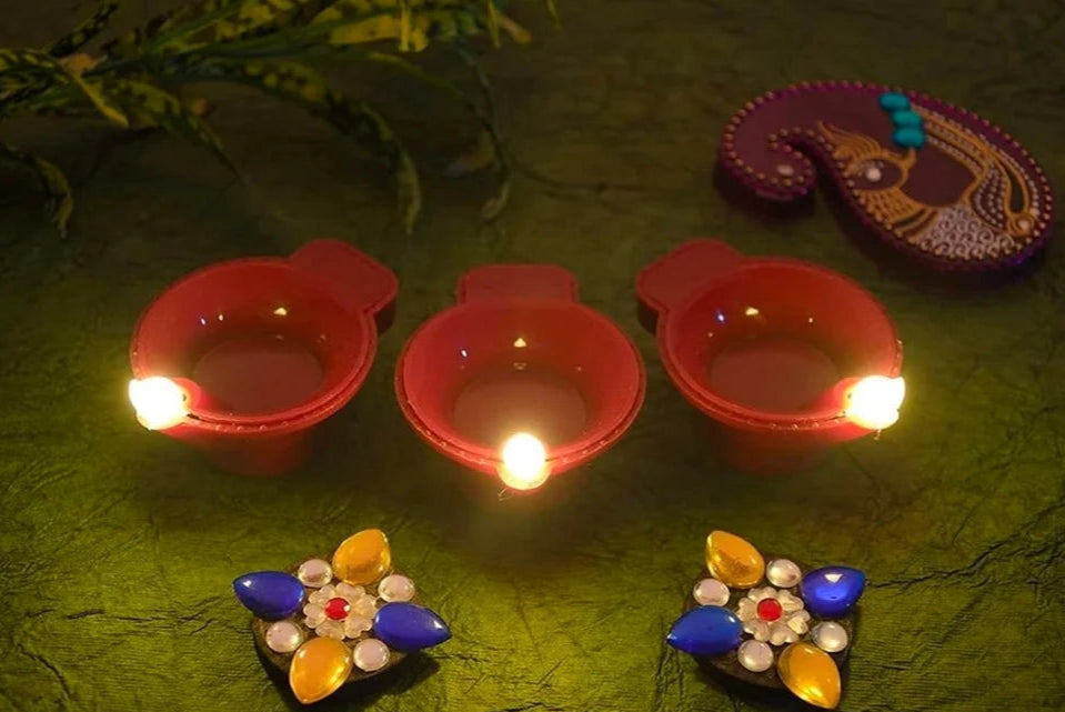 Water Sensor LED Diya Set – Eco-Friendly Electric Diyas for Diwali & Home Décor (Pack of 6) | 3V6009